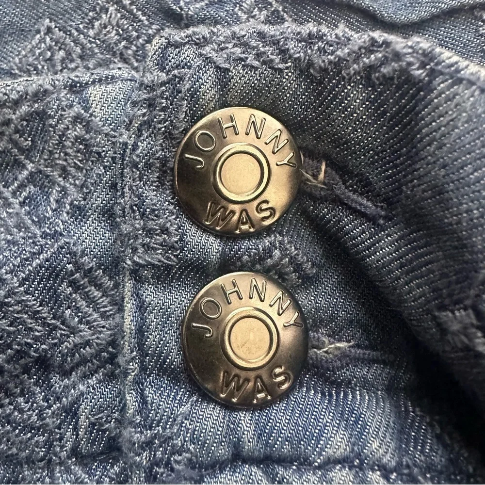 Johnny Was Zuma Denim Shorts Belted Cargo Embroidered 100% Lyocell Sz 8 - Picture 6 of 10